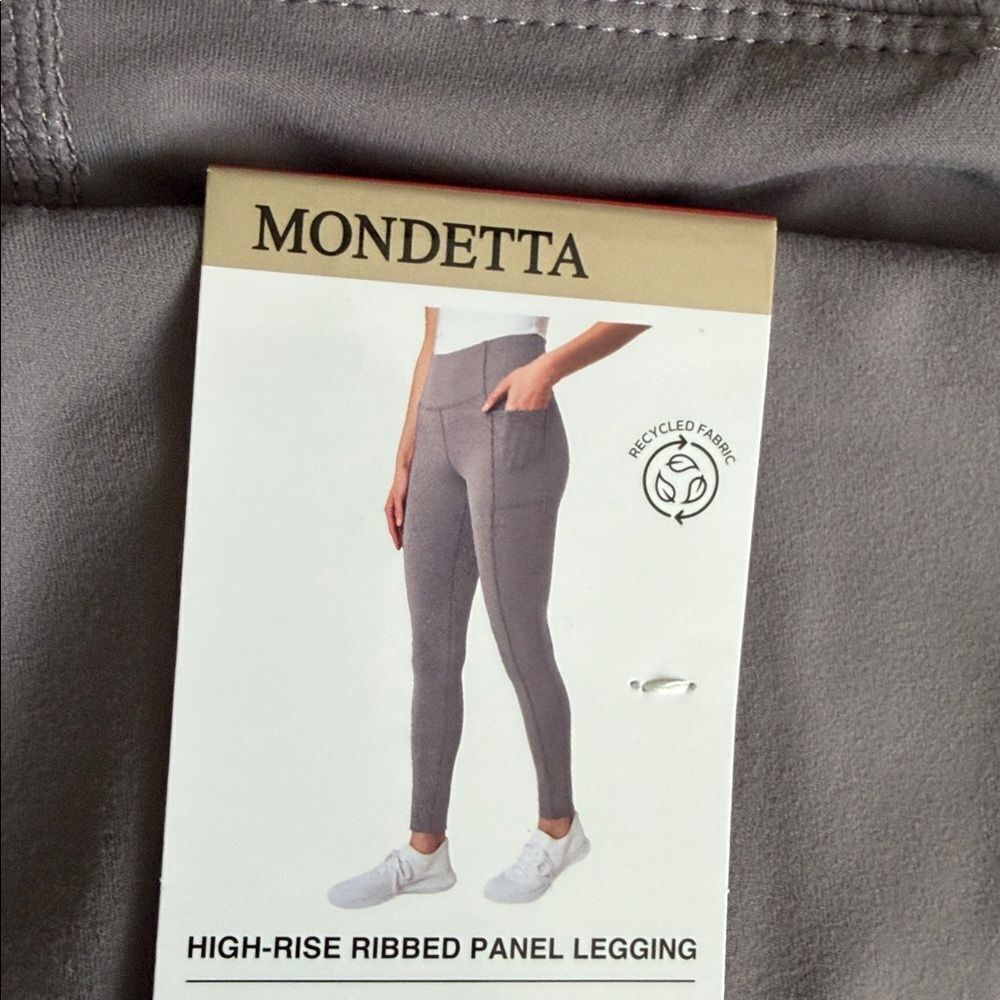 Mondetta Womenβs High-Rise Ribbed PanelβLeggings